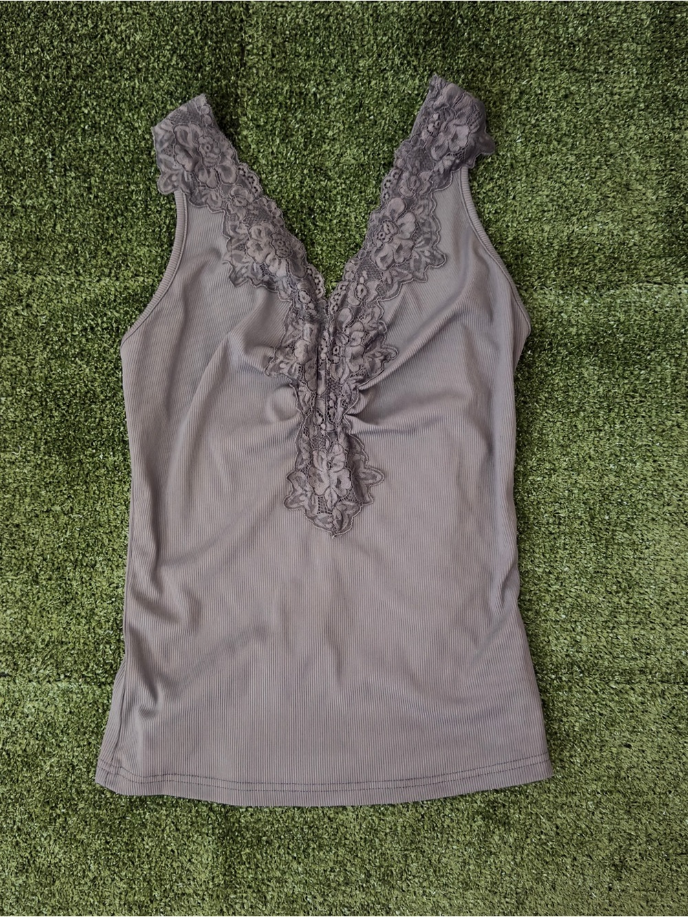 Lace-Trim V-Neck Chemise Top - Mauve
